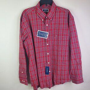 Club Room Mens Red Cotton Regular Fit Button Down Shirt L